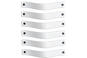 Brute Strength - Tirador de cuero para muebles - Blanco - 6 piezas - 20 x 2,5 cm - Asa de armario, Asa de puerta - Asas de cuero, para cocina, baño, armarios, tocador, madera