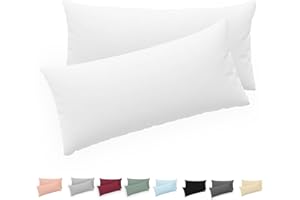 ‎TWINZEN Twinzen® Kissenbezug 40x80 (2er-Set) - 100% Jersey Baumwolle 150 GSM Kissenbezüge - Weiß - Für Kissenbezüge 40x80 cm - Kissenhülle - Kissenbezug mit Reißverschluss - Oeko-Tex Zertifiziert