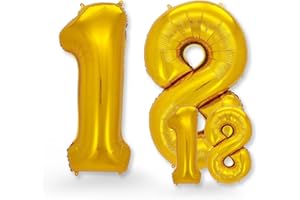 FUNXGO® Set de 2 Ballons Chiffre 18 Doré - Grand et Petit Ballon Hélium - Décoration Anniversaire 18 Ans Femme Homme, Ballon Anniversaire Chiffre