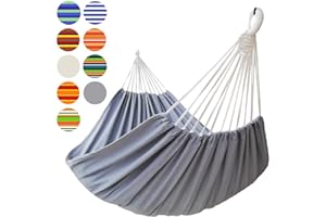 GOCAN hamac 2 Places hamac 2 Personnes Toile 220x150cm Longueur Totale 330cm Charge 250kg Double hamac pour Jardin d'interieur/Exterieur Gris