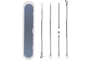 Redreo Narzędzie do usuwania wągrów, 4 sztuki, zestaw pęsety ze stali nierdzewnej do usuwania wad twarzy, odpowiednie do wszystkich rodzajów skóry