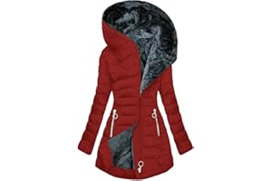 ESSUE Veste Chaude d'Hiver pour Femmes Manteau à Capuche Hiver éPaissir Parka Polaire Chaude en Peluche Blousons Avec Fermeture à Glissière et Bouton Doudoune S-3XL