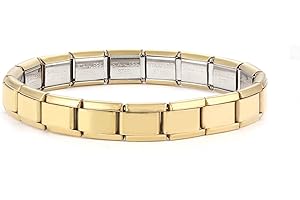 Paffartt 22Pcs Italian Charms Armband Set Classic Glieder Italy Charm 9mm Abnehmbare Edelstahl Modul Armband mit Öffnungswerkzeugen für Modischer Handbemaltes Vintage Basisarmband Italienische Charms