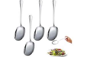 SUpoetry 4 Pezzi Cucchiaio da Portata In Acciaio Inox, Cucchiai da Portata Grandi, Cucchiaio da Buffet, C-ucchiaio da Insalata Grande per Cene Al Ristorante e Pasti In Famiglia (21 x 5,8 cm)