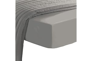 PIZUNA LINENS Pizuna Lenzuolo con angoli Cotone 120x200 cm Grigio, 400 fili con trama Sateen in 100% Cotone a fiocco lungo Lenzuolo Singolo con angolicon tasca profonda 40 cm (Lenzuolo con angoli Grigio)