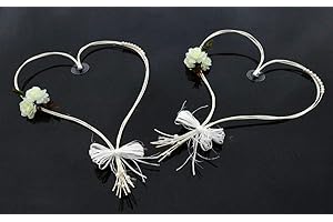 AUTO-SCHMUCK SO EINFACH SO KREATIV ROMANTISCHE Herzen Auto Schmuck Braut Paar Rose Deko Dekoration Autoschmuck Hochzeit Car Auto Wedding Deko (Ecru)