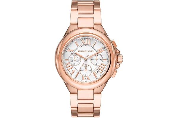 Michael Kors Montre Camille pour Femme, 43mm Mouvement chronographe à Quartz avec Bracelet en Acier Inoxydable