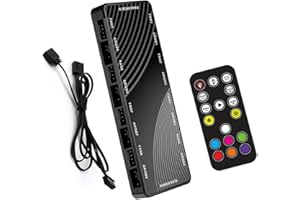 ANCLLO ARGB kontroler wentylator obudowy ARGB zsynchronizowany kontroler z pilotem zdalnego sterowania płyta główna obsługa kabla ARGB 5V3 Pin 9 złącze + złącze PWM 4PIN 9