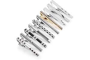 Wynameleri Multi-Pcs Tieclips Set for Men Tie Bar Clip Set for Regular Ties Necktie Wedding Business Clips with Box, Father's Day pre-sent, Silver Tie Bar & Gold Tie Clip for Men