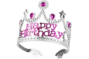 Boland 44077 - Krone Happy Birthday Girl, für Kinder, Silber-Pink, Diadem, Edelsteine, Kopfschmuck, glänzend, Karneval, Halloween, Fasching, Mottoparty, Verkleidung, Theater, Accessoire