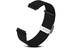 RoYiio Bracelet en Nylon pour Largeur de 20mm, Confortable et Respirant, avec Boucle à Dégagement Rapide, Sangle en Nylon pour Hommes et Femmes - Noir