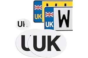 Honsaifau UK Car Stickers for Europe 4 Packs, 2 UK Oval Car Stickers and 2 Car Number Plate Stickers, Set of 4 UK Stickers for Cars, Vans, Trucks, for European Roads