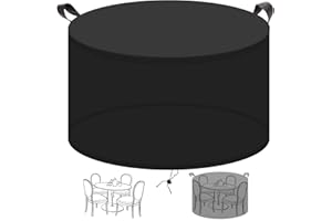 Redfire Housse de Meuble Ronde 230x110CM,Anti-UV Bâche de Protection de Table Jardin Couverture pour Table Chaises 420D Oxford pour Jardin,Noir