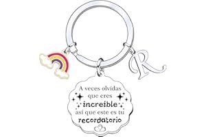 YUANSI Regalo Llavero inspirador, Llavero colgante de plata A-Z 26 letras iniciales A Veces Olvidas Que Eres Increíble, así Que Este Es Tu Recordatorio Para Hija Hijo Hermana Amigos Madre