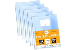 perfect line – Protège-cahiers 32 x 24 cm (lot de 10), transparent cristal, très résistants, format total 50,2 x 32,5 cm, PP recyclable, sans acide, fabriqué en UE