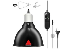 GlowUp Lampe Chauffante Tortue, Reptiles Chauffante Terrarium avec Thermostat et minuterie, E27 Chauffante Reptile Dome 300W Douille pour tortues, lézards, dragons barbus (ampoule non incluse)