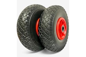 ‎KOVA KOVA® 2x Sackkarrenrad Pannensicher Vollgummi Ø 260 mm für 2cm Ø Achse 3.00-4 Sackkarren Bollerwagen Rad Ersatzrad Reifen Räder für Sackkarre Vollgummireifen Bollerwagenrad Sackkarrenräder Sch/Rot, PU