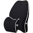 Grin Health SitRight Pro2 Medium Lumbar Support Backrest Cushion with Headrest Support Neck Rest Pillow Memory Foam Combo Kit - (Medium, Black, pack of 1)
