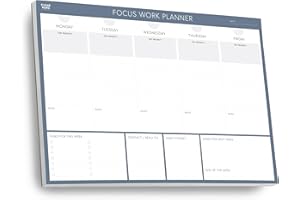 Focus Work Planner by Clear Mind Concepts® A4 Weekly Desk Pad Monday to Friday 52 Tear Off Sheets Productivity Organiser for Work Tasks Priorities and Notes