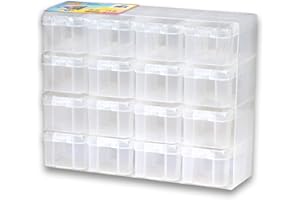 Hama Perły 6760 pudełko do sortowania i przechowywania koralików do prasowania w rozmiarze Mini, midi lub maxi, 16 przegródek na 4 poziomach, ok. 22 x 28 x 8,5 cm, kreatywna zabawa dla dużych i małych