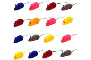 JODSEN 16 Stück Katzenspielzeug Mäuse Spielzeug Quietschende Katze Gefälschte Maus Spielzeug Realistisches Rattenspielzeug Interaktives Katzenspielzeug für Indoor Outdoor Jagdübungen Spielen(Zufällige Farbe)