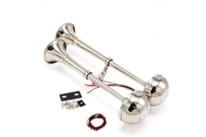 YIYDA Klaxon de voiture Corne de trompette de bateau 165DB corne double basse et haute tonalité acier inoxydable 304 Avec support de montage Car Horn Applicable à tout navire Navires de camion 24V