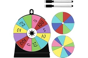 AVCXEC Glücksrad Zum Drehen, 15 x 20cm Glücksrad zum Selbstgestalten mit 3 Drehrad und 2 Markierungsstift Glücksrad Spielzeug mit Ständer Abnehmbarer Spinnings Prize Wheel für Messepartys, Kneipenkarneval