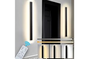 ZTWLEED Dimbar vägglampa för inomhusbruk, 22 W, modern vägglampa med fjärrkontroll, 2,4 GHz, 3 000–6 000 K, justerbar akryl, vägglampa, för sovrum, vardagsrum, hall, trappor, svart, 60 cm, 110–240 V