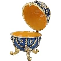 shjxi Portagioie con coperchio, ovale, vintage, per gioielli, orecchini, anelli, collane e bracciali