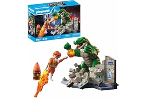 PLAYMOBIL | Heroes | Helden-Showdown mit der Riesenechse | Spielzeug ab 4 Jahren | Geschenk für Kinder | Spannendes Action-Set | Mit beweglicher Riesenechse und durchbrechbarer Mauer | 71831