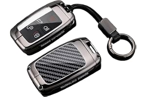 Rondrive Metallnyckelskydd passande för Range Rover Evoque Velar Discovery Sport Jaguar XE XF XJ F-PACE F-TYPE nyckelring fodral skal nyckelkedja Tillbehör kolfibermönster Rund nyckelring-Typ A