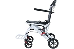 GENERISCH Rollstuhl Faltbar Leicht (nur 8,2kg), Tragbarer Reiserollstuhl, mit Sicherheitsgurt und Handbremsen, Belastbarkeit 91 kg, ideal für leichtere bzw. kleinere Benutzer, 40 x 40 cm Sitz