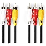 KnnX 28131 - Cable Audio et Video - 3 x RCA Male to 3 x RCA Male - Triple Rouge, Blanc, Jaune - 1 m