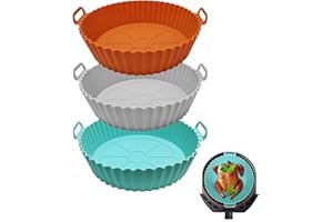 Atsmoce® 3 Pzs Molde Silicona Freidora de Aire(20 cm), Accesorios Freidora Sin Aceite, Reutilizable Air Fryer Accessories, Apto para Freidora de Aire, Horno, Horno microondas (A)