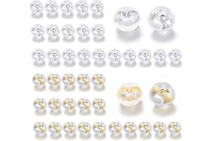 FRDELMA 20 pares de Cierres para Pendientes, Tuercas de Pendientes para pendientes, tamaño universal para pendientes, pendientes colgantes (oro, oro blanco)