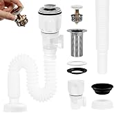 Kinesgsg Drain Washbasin, Flexible and Elastic Siphon, Flexible Siphon Easy to Install, Drain Sink with Pop-Up Anti-Clogging