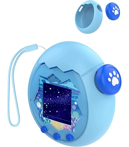 Tamagotchi Paradise siliconen beschermhoes met koord en haaienkarikatuur, schokbestendig en krasbestendig, perfecte pasvorm en charmant, beschermt je apparaat goed