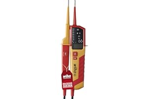 Wiha Tester di tensione e continuità 1.500 V, CAT IV con 2 batterie AAA, compatibile con fotovoltaici, LED/LCD (45217), rosso/giallo