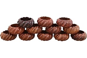 Ajuny Set di 12 anelli decorativi in legno fatti a mano per feste e tavoli