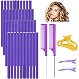 QINERSAW 40Pz Bigodini Flessibili per Capelli 24cm Arricciacapelli Senza Calore, in Schiuma, con 2 Pettini e 2 clip e 1 Clip 