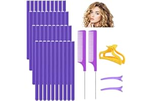 QINERSAW 40Pcs 24cm Papilotten Lockenwickler Flexwickler Weich Flexible Lockenstab Twist Schaum Papilotten Locken Manuelle Curler Roller für Haar Damen Mädchen über Nacht ohne Hitze mit 2 Kamm 3 Clips