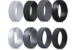 LOCCY Lot de 8 Bagues en Silicone pour Homme Bagues Anneaux de Mariage en Silicone pour Femmes et Homme Multicolore Confortables et Sans Danger pour Peau