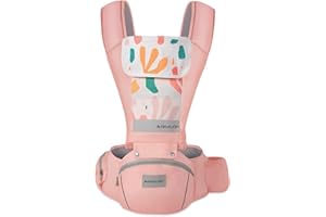 SONARIN Marsupio Neonati Ergonomico con Sedile,3D Air Mesh Portantina Traspirante Multifunzione Porta Bambino,Regolabile per Neonati e Bambini 0-36 Mesi,Tutte le Posizioni(Rosa)