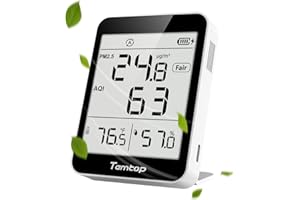 XETRON Temtop S1 monitor jakości powietrza wewnątrz, miernik jakości powietrza AQI PM2.5 monitor z wilgotnością temperatury do zanieczyszczenia powietrza w domu biurze