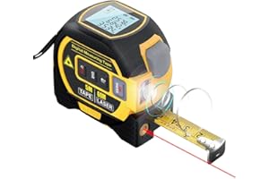 GEEVORKS Télémètre Laser 3 en 1, Mètre Ruban Laser Rechargeable avec Laser de 60M(169ft) et Ruban de 5M, Outil de Mesure Laser, LCD HD