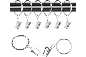 AETHERAURORA 40 Stück Gardinenringe Vorhangringe, 32mm Gardinenringe mit Clips, Vorhang Clip Gardinenstange, Metall Vorhangringe, Vorhang Hängend Ringe für Fenster Tür Duschvorhänge, Bad, Schlafzimmer, Wohnzimmer