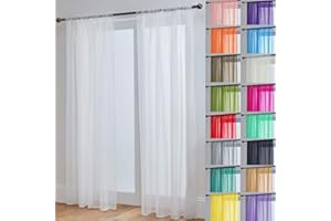 John Aird Lucy Voile Curtains - Rod Pocket Slot Top - Pair Net Curtains - 2 Panels (White, W 58" x L 90")