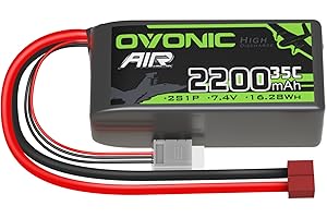 OVONIC Lipo akumulator 2s 35C 2200 mAh 7,4 V akumulator Short Pack z wtyczką Deans do helikoptera samolotowego, specjalnie do samolotów 1:14 RC Car RC (1 szt.)