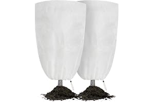 Velway Plant Fleece Frost Protection Cover 2PCS 80 x 100 cm 80gsm Garden Fleece Jacket Frost Blankets Tree Covers Jackets with Zipper Drawstring for Winter Outdoor Plants Protection