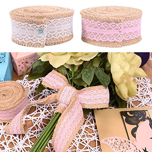 5 M Leinenband mit Spitze Strand Deko für DIY Handwerk Hochzeit LianLe